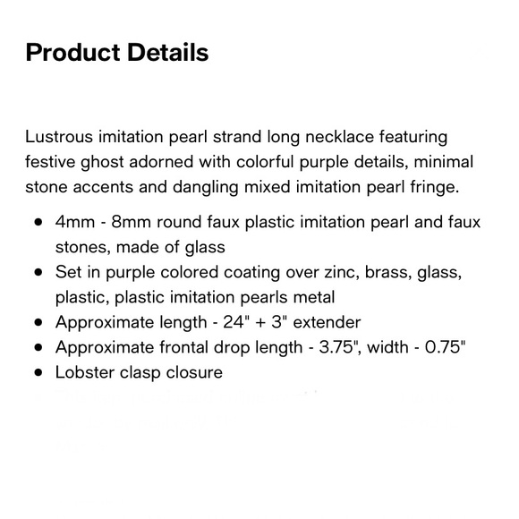 NWT $48 GLOW IN THE DARK Betsey Johnson Ghost Pearl Fringe Necklace - Picture 7 of 9